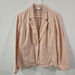 J Jill Love Linen Womens Blazer Jacket Size Medium Petite Pink Business Casual